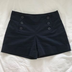 Express navy blue sailor button up shorts